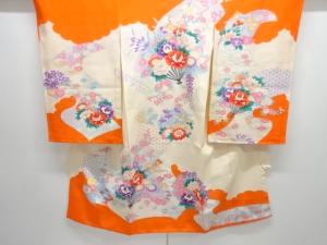 アンティーク　花扇模様着物